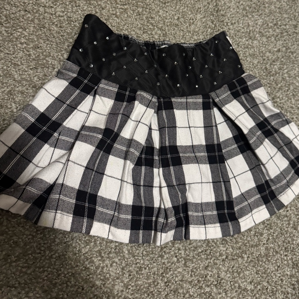Justice Black and White Plaid Mini Skirt